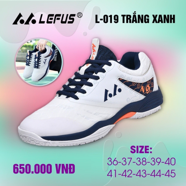 Giay cau long Lefus L019 trang xanh